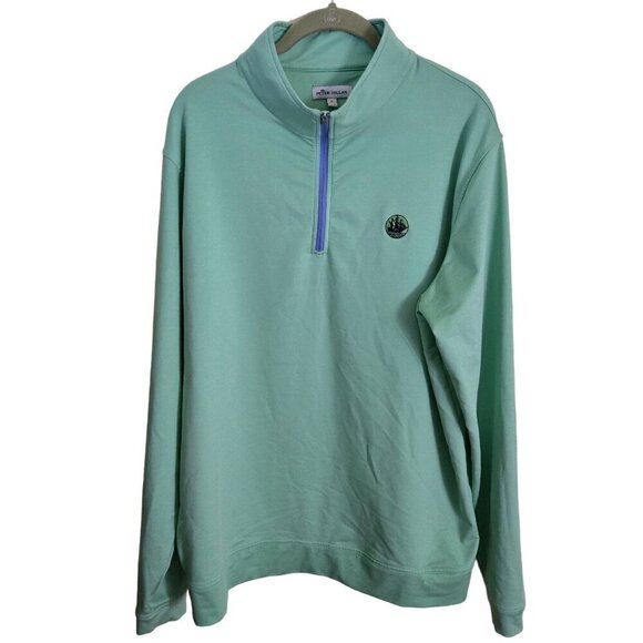 Peter Millar 1/4 Zip Mock Neck Pullover Shamrock Small Ship Embroidery Size L - Picture 1 of 7